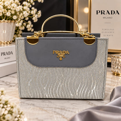 Prada Milano Elegant Shimmer Handbag Collection | Trendy Women Party Wear Luxury Purse