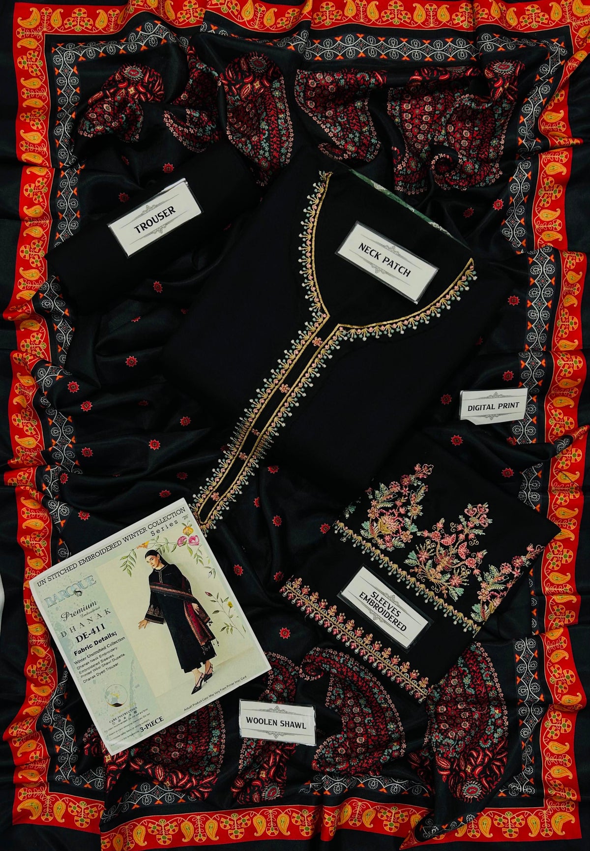 ✨ BAROQUE Premium Version | 3PC Luxury Winter Dhanak Collection 2026-27 | D# NF 411 | Premium Air-Jet Dhanak | Digital Printed Woolen Shawl