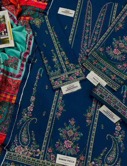 HUSSAIN REHAR Premium Version | Premium Air-Jet Dhanak | 3PC Heavy Embroidered Suit | Digital Printed Woolen Shawl | Rs. 7,000