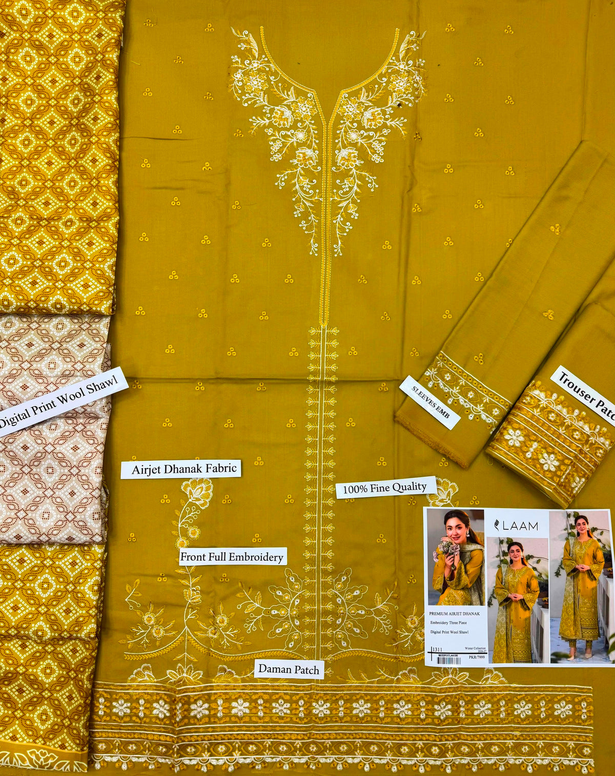 Premium Airjet Dhanak Embroidered Suit with Digital Wool Shawl | Baroque & Asim Jofa Winter Collection 2026-27
