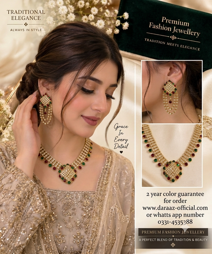Premium Black Crystal Party Wear Necklace Set with Matching Earrings – 2 Year Color Guarantee