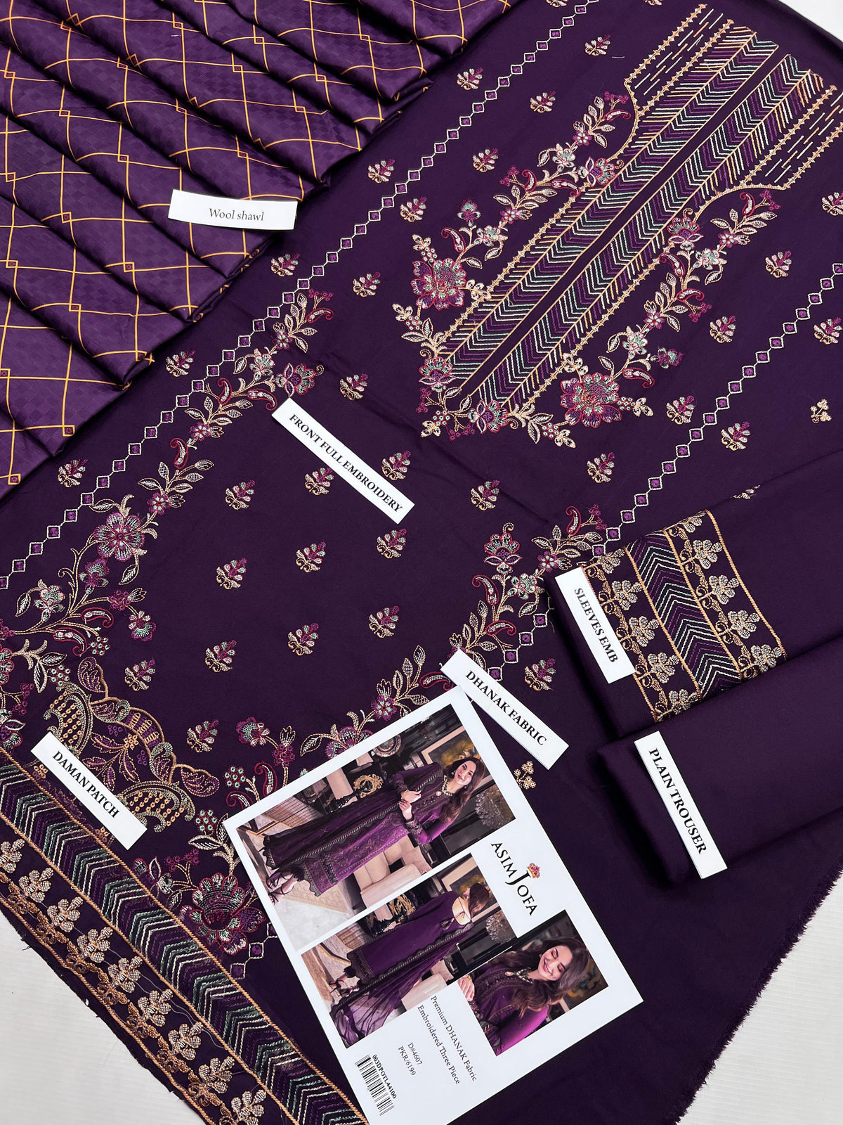 Premium Airjet Dhanak Embroidered Suit with Digital Wool Shawl | Baroque & Asim Jofa Winter Collection 2026-27