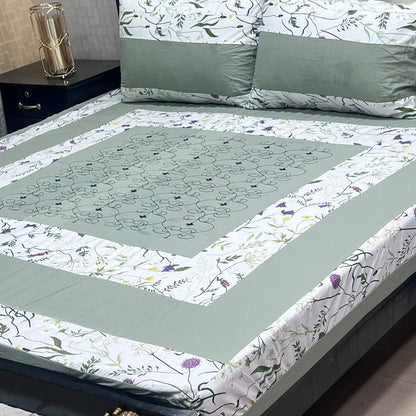 🔥 NEW ARRIVAL 2026 | PREMIUM EMBROIDERED 3PC COTTON KING SIZE BEDSHEET | LUXURY PATCH WORK COLLECTION 🔥