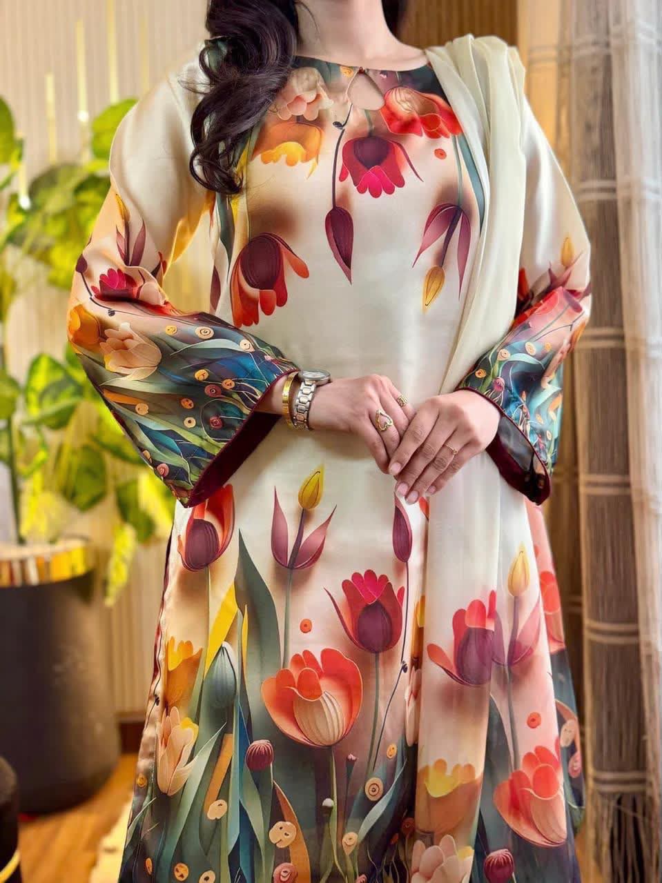Lulusar Silk 3PC Unstitched Dress 2K26 | Premium Shamose Silk Digital Printed Collection | Printed Shirt, Dyed Trouser & Silk Dupatta