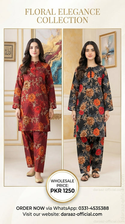 Floral Elegance Printed 2-Piece Women's Suit | Premium Lawn Collection | Stylish Casual & Summer Wear