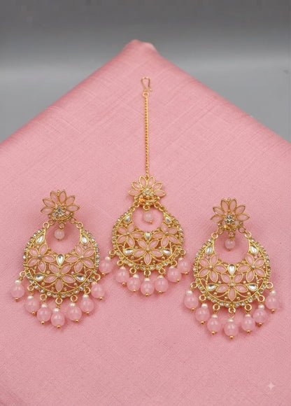 Multicolor Kundan Floral Necklace & Earrings Set for Women | Elegant Traditional Ethnic Jewelry Set with Beaded Drops
