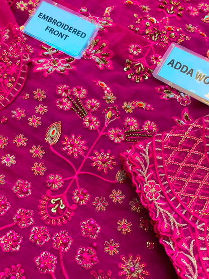 Emaan Adeel Luxury Heavy Embroidered Chiffon 3PC Suit with Addawork, Cutwork & Tassel Details