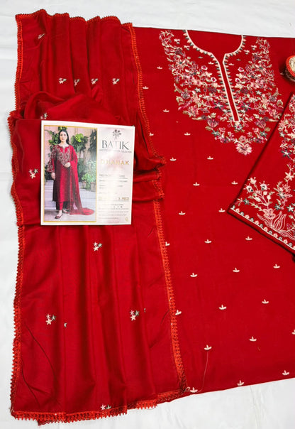 Batik 4143 Premium Winter Dhanak Collection 2026-27 | Heavy Embroidered 3-Piece Suit