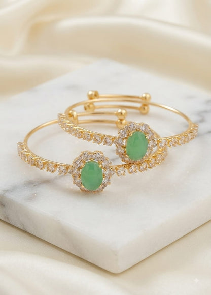 Premium Gold-Tone Pink Stone Zircon Bangles Set – Elegant Bridal & Party Wear Jewelry