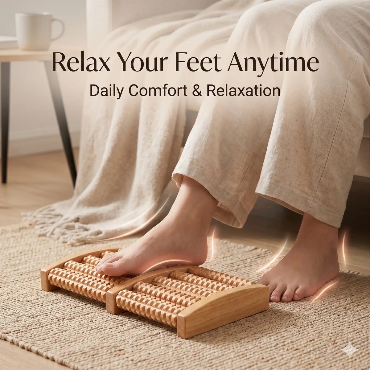 Wooden Foot Roller Massager | Manual Reflexology Therapy Tool for Pain Relief, Stress Relaxation & Foot Care