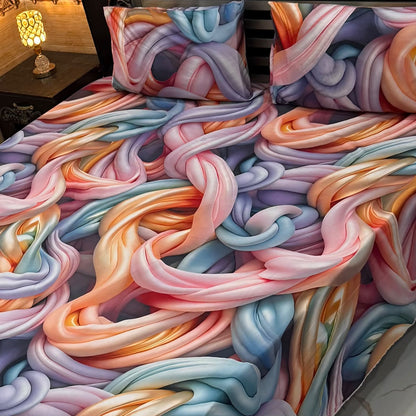 Premium 9D Digital Printed Bedsheet Set - King Size Micro Cotton Bedsheet with 2 Pillow Covers