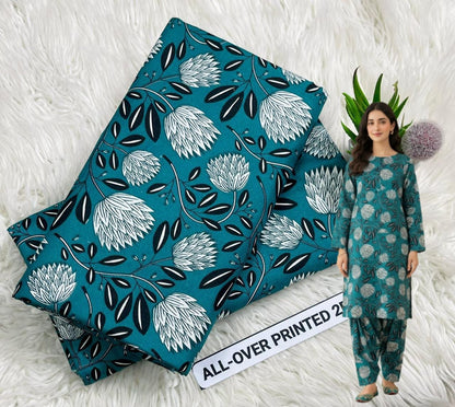 🌸 Floral Bloom Premium Digital Print 2PC Unstiched Suit| Summer Collection 2026 | Elegant Poly Cotton