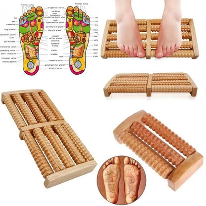 Wooden Foot Roller Massager | Manual Reflexology Therapy Tool for Pain Relief, Stress Relaxation & Foot Care