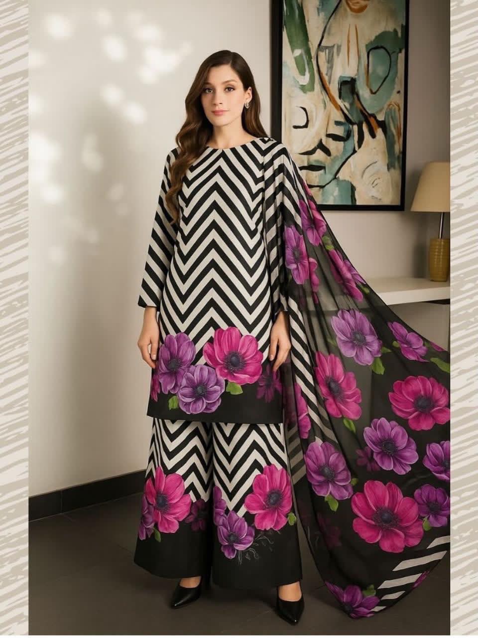 Lulusar Silk 3PC Unstitched Dress 2K26 | Premium Shamose Silk Digital Printed Collection | Printed Shirt, Dyed Trouser & Silk Dupatta