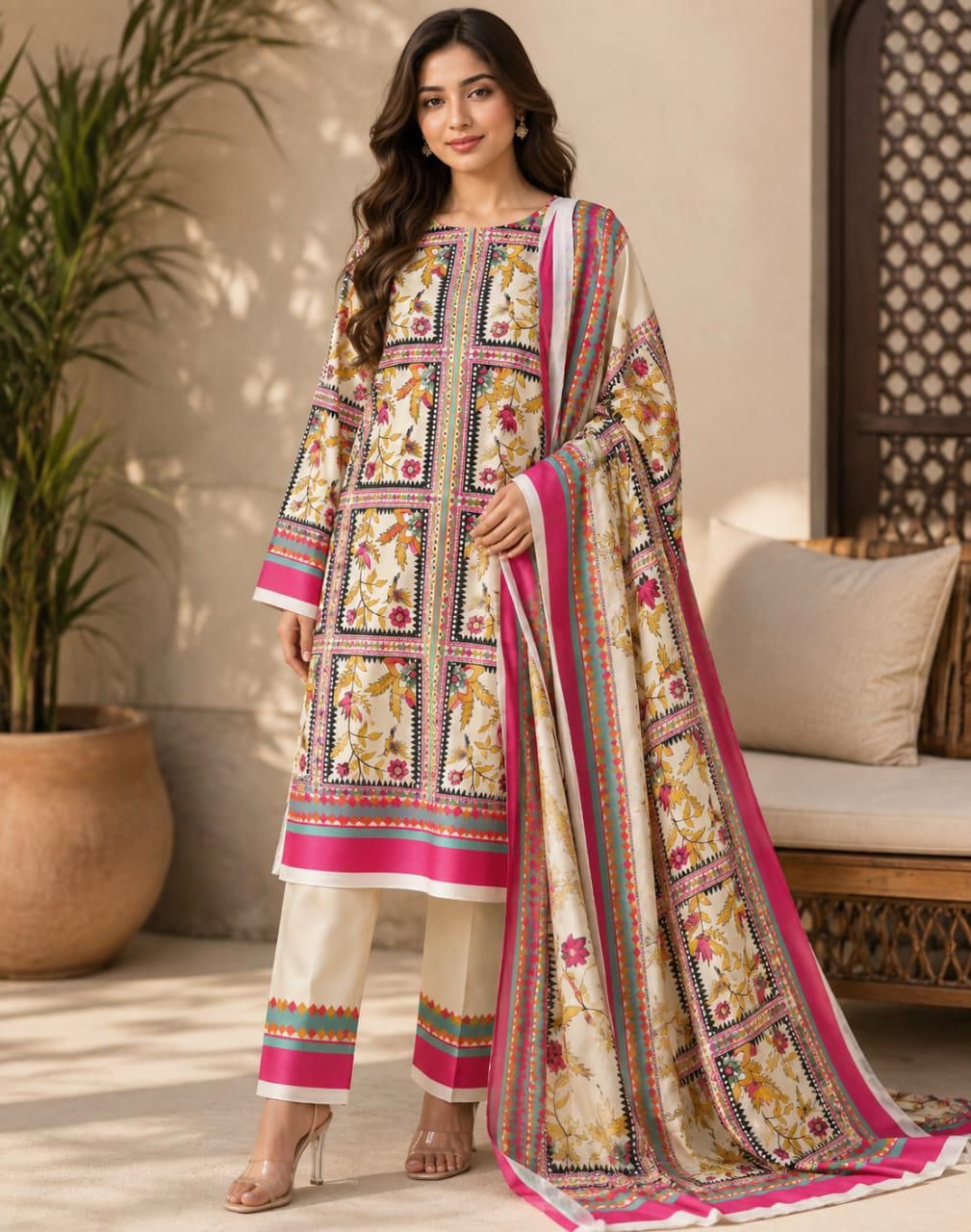 🌸 LULUSAR Premium Shamooz Silk 3PC Unstiched Suit| Digital Printed Luxury Collection 2026 🌸