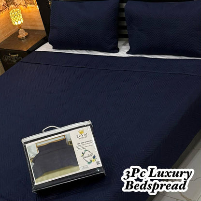 Luxury Plain Micro Cotton Bedspread | King Size Double Bed Comforter Set with 2 Quilted Pillow Covers & Ultrasonic Pattern