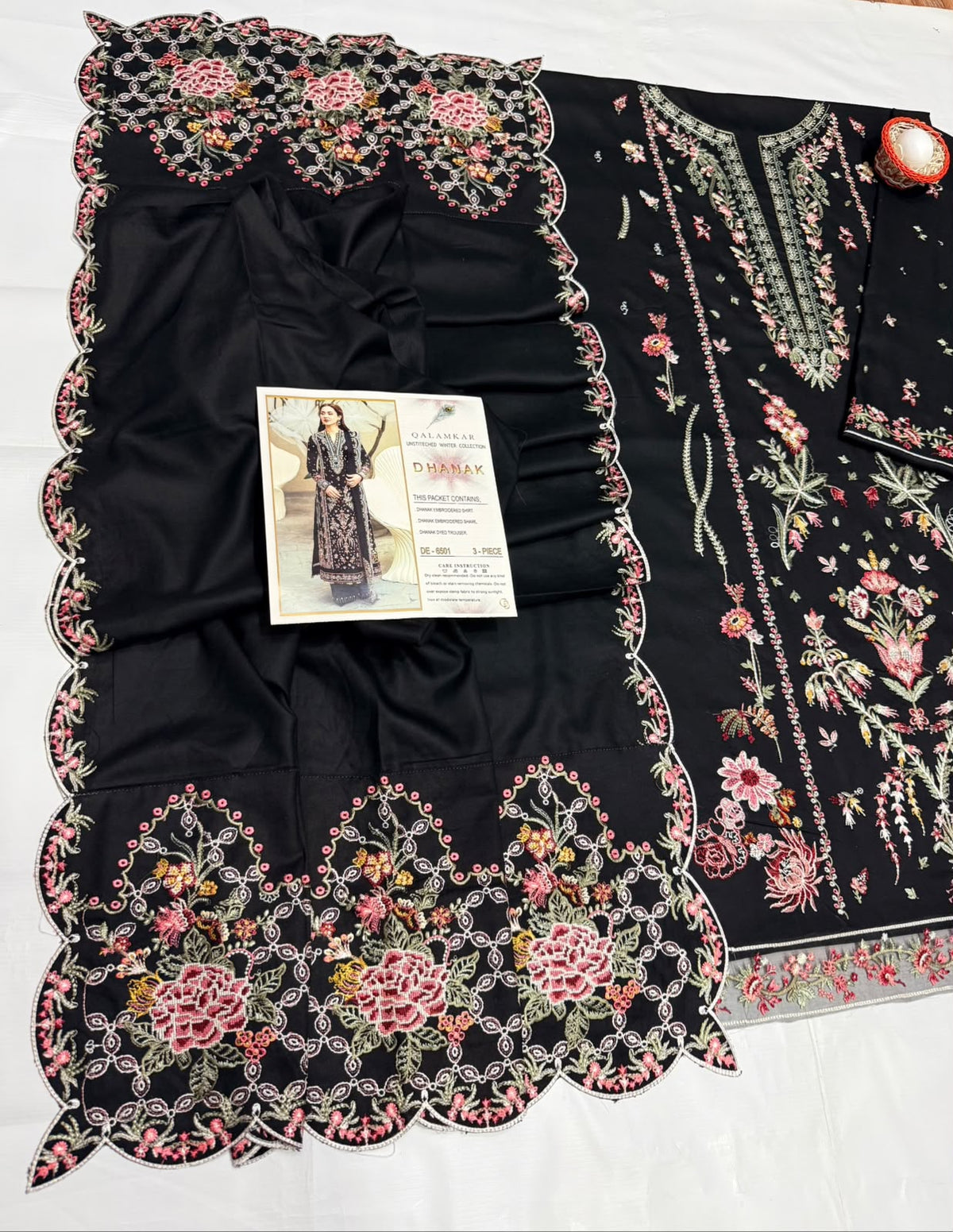Qalamkar 6501 Premium Winter Dhanak Collection 2026–27 | Heavy Embroidered 3-Piece Suit