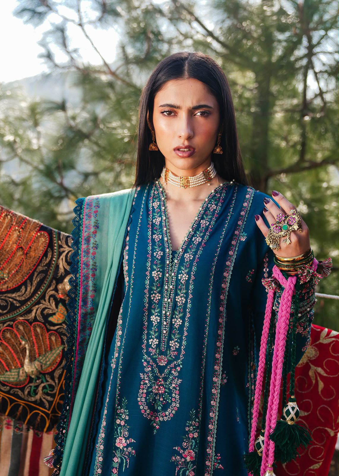 HUSSAIN REHAR Premium Version | Premium Air-Jet Dhanak | 3PC Heavy Embroidered Suit | Digital Printed Woolen Shawl | Rs. 7,000