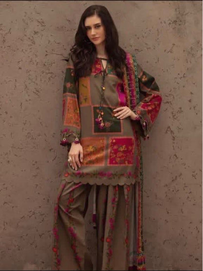 Lulusar Silk 3PC Unstitched Dress 2K26 | Premium Shamose Silk Digital Printed Collection | Printed Shirt, Dyed Trouser & Silk Dupatta