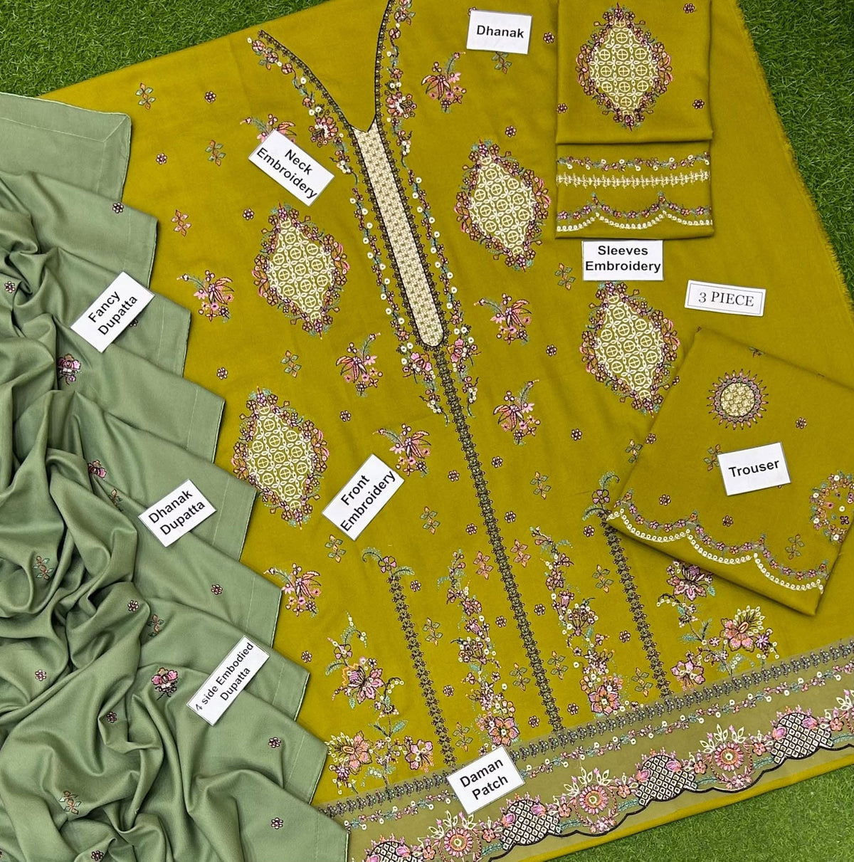 Hussain Rehar Dhanak 3-Piece Heavy Embroidered Unstitched Suit with Dhanak Embroidered Shawl – 2026 New Arrival