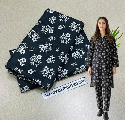 🌸 Floral Bloom Premium Digital Print 2PC Unstiched Suit| Summer Collection 2026 | Elegant Poly Cotton