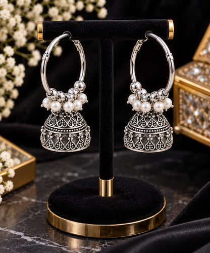 S925 Silver Plated Pearl Heart Earrings for Women - Premium Quality Crystal Tops