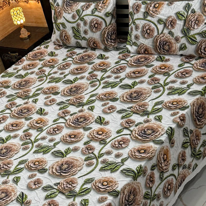 Premium 9D Digital Printed Bedsheet Set - King Size Micro Cotton Bedsheet with 2 Pillow Covers