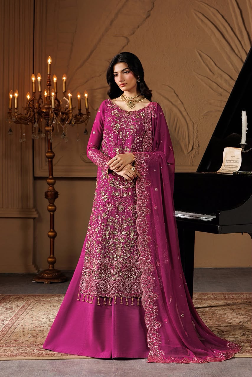 Emaan Adeel Luxury Heavy Embroidered Chiffon 3PC Suit with Addawork, Cutwork & Tassel Details