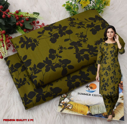 🌸 Floral Bloom Premium Digital Print 2PC Unstiched Suit| Summer Collection 2026 | Elegant Poly Cotton