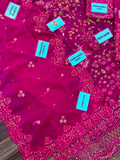 Emaan Adeel Luxury Heavy Embroidered Chiffon 3PC Suit with Addawork, Cutwork & Tassel Details