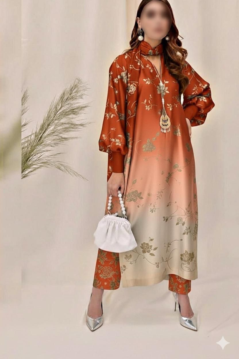 🌸 LULUSAR Premium Shamooz Silk 3PC Unstiched Suit| Digital Printed Luxury Collection 2026 🌸