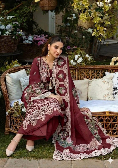 ELAF Premium Chickenkari Collection 2026 | 3Pc Heavy Embroidered Lawn Suit with Khaddi Net Dupatta