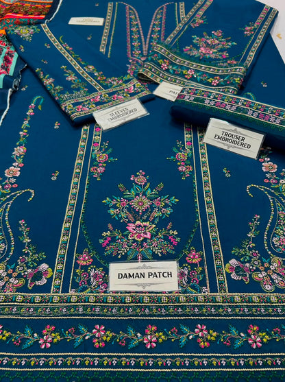 HUSSAIN REHAR Premium Version | Premium Air-Jet Dhanak | 3PC Heavy Embroidered Suit | Digital Printed Woolen Shawl | Rs. 7,000