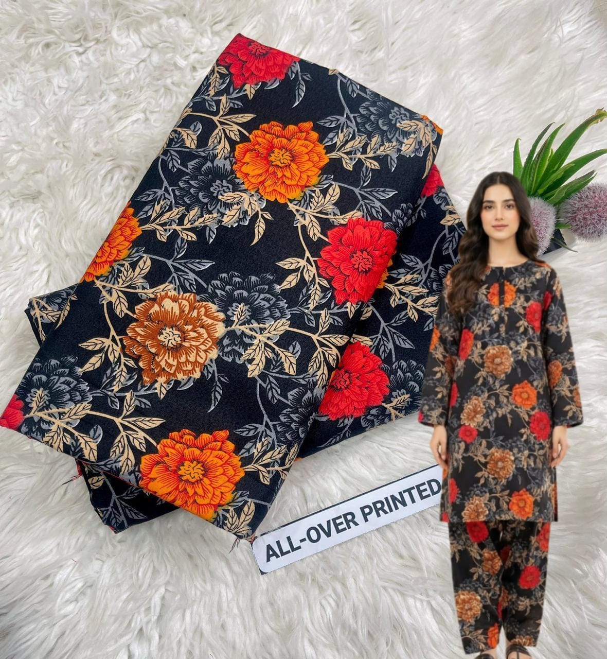 🌸 Floral Bloom Premium Digital Print 2PC Unstiched Suit| Summer Collection 2026 | Elegant Poly Cotton