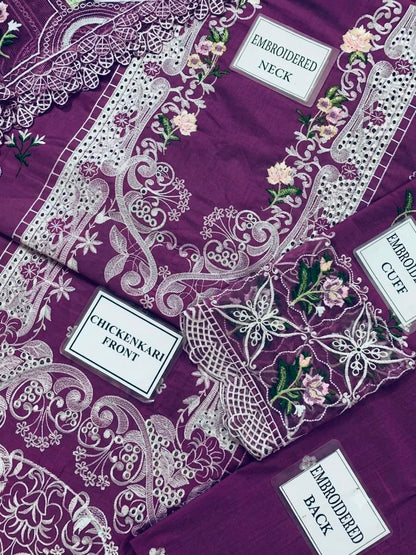 ELAF Premium Chickenkari Collection 2026 | 3Pc Heavy Embroidered Lawn Suit with Khaddi Net Dupatta