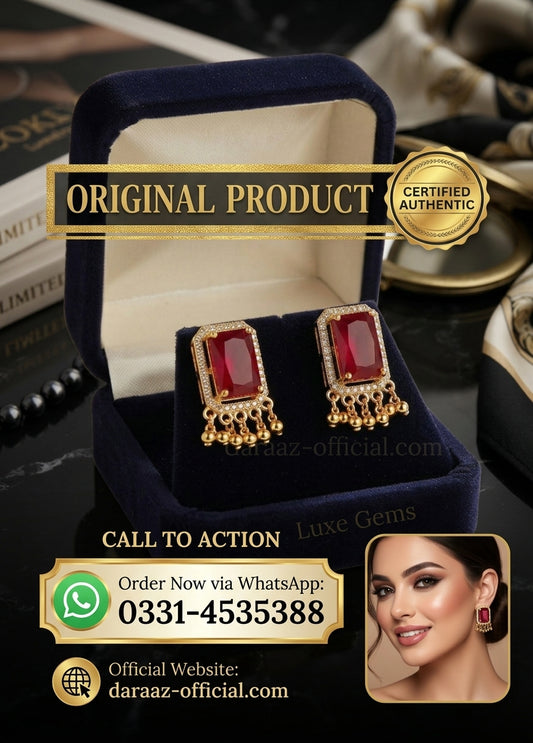 Royal Ruby Statement Earrings: Premium Handcrafted Gemstone Collection